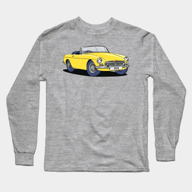 MGB Vintage Car in Gold Yellow Long Sleeve T-Shirt by Webazoot